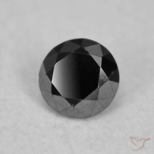 Diamante Negro natural de 0.05 ct, Redondo, Opaco