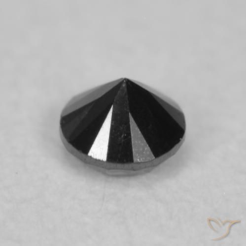 Diamante Negro natural de 0.05 ct, Redondo, Opaco
