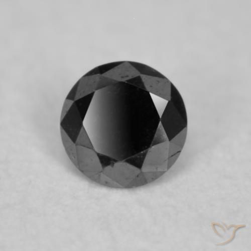 Diamante Negro natural de 0.02 ct, Redondo, Opaco