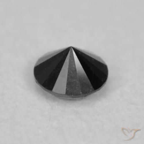 Diamante Negro natural de 0.02 ct, Redondo, Opaco