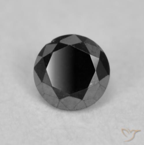 Diamante Negro natural de 0.04 ct, Redondo, Opaco