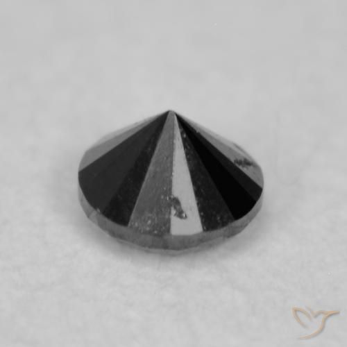 Diamante Negro natural de 0.04 ct, Redondo, Opaco