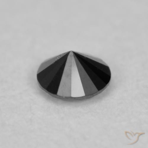 Diamante Negro natural de 0.03 ct, Redondo, Opaco