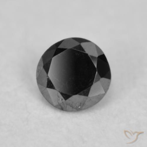 Diamante Negro natural de 0.03 ct, Redondo, Opaco