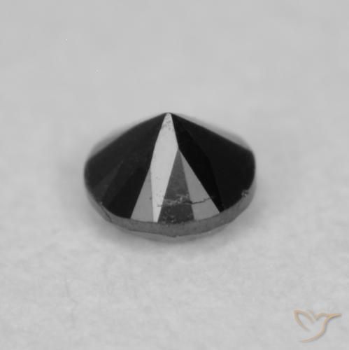 Diamante Negro natural de 0.03 ct, Redondo, Opaco