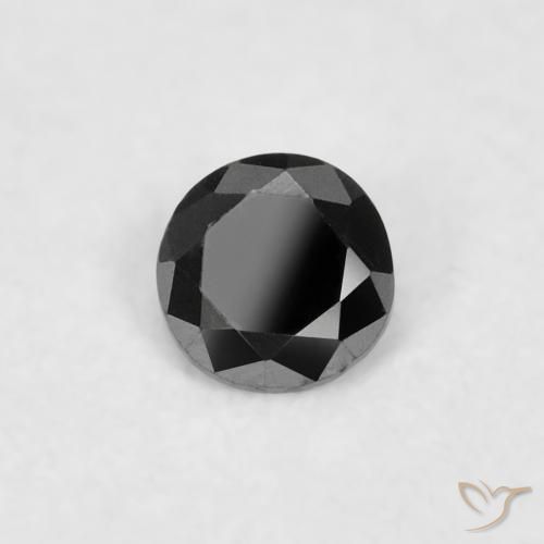 Diamante Negro natural de 0.03 ct, Redondo, Opaco