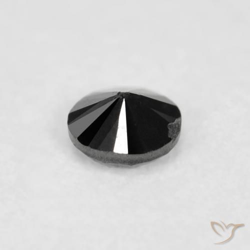Diamante Negro natural de 0.03 ct, Redondo, Opaco