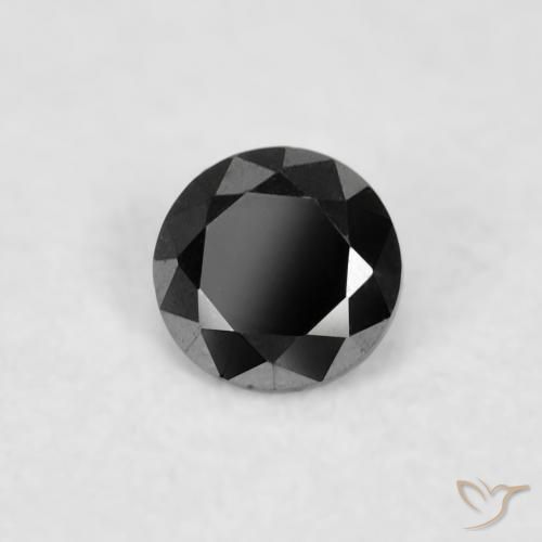 Diamante Negro natural de 0.03 ct, Redondo, Opaco