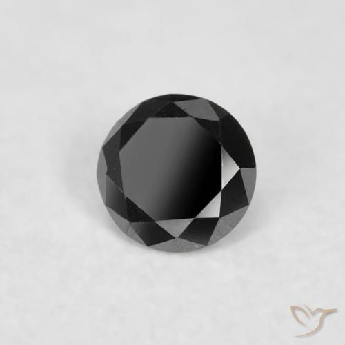 Diamante Negro natural de 0.02 ct, Redondo, Opaco