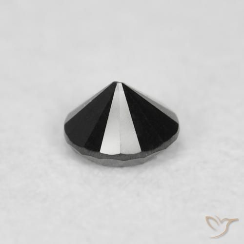 Diamante Negro natural de 0.02 ct, Redondo, Opaco