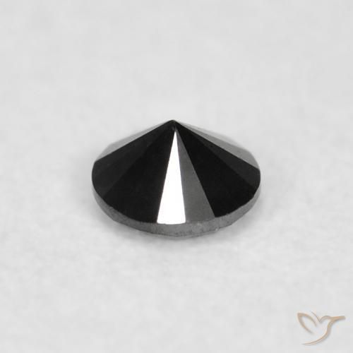 Diamante Negro natural de 0.03 ct, Redondo, Opaco