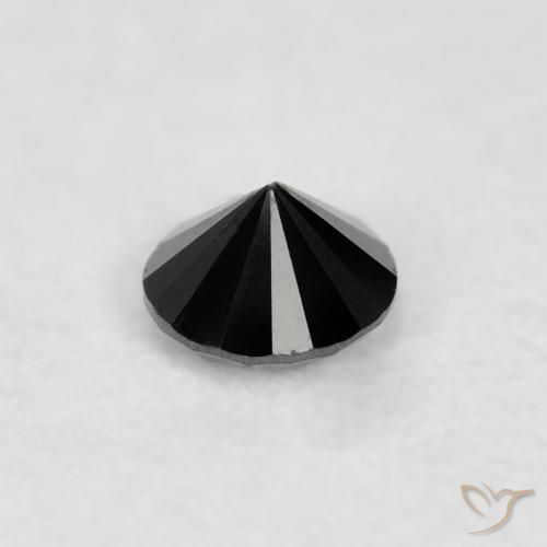 Diamante Negro natural de 0.04 ct, Redondo, Opaco