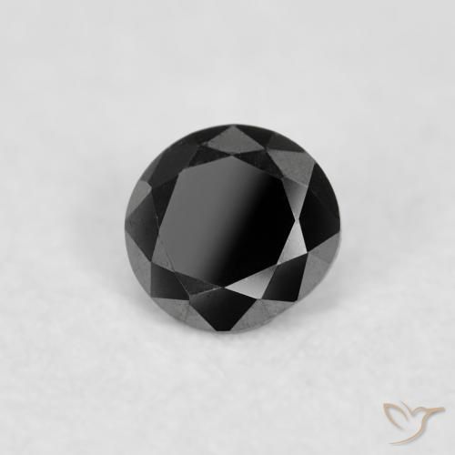 Diamante Negro natural de 0.04 ct, Redondo, Opaco