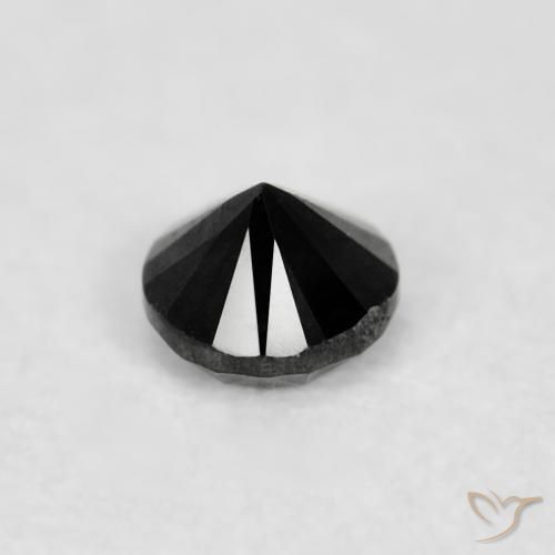 Diamante Negro natural de 0.04 ct, Redondo, Opaco