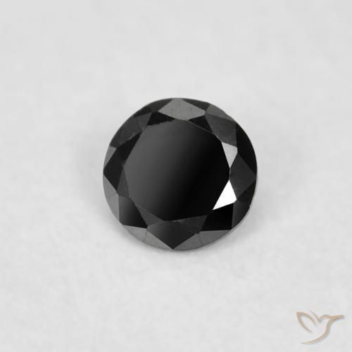 Diamante Negro natural de 0.03 ct, Redondo, Opaco