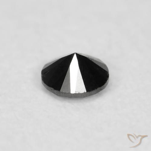 Diamante Negro natural de 0.03 ct, Redondo, Opaco