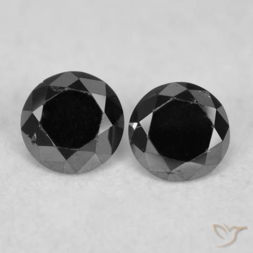 0.08ctw Natural Negro Diamante, Redondo, Opaco