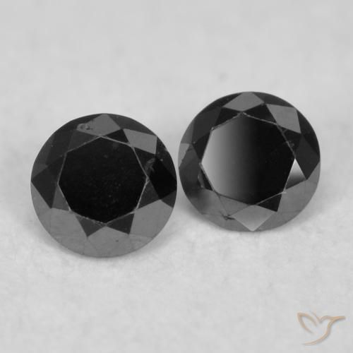 Gemas de Diamante Negro natural de 0.08 ct, Redondo, Opaco