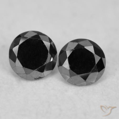0.08ctw Natural Negro Diamante, Redondo, Opaco