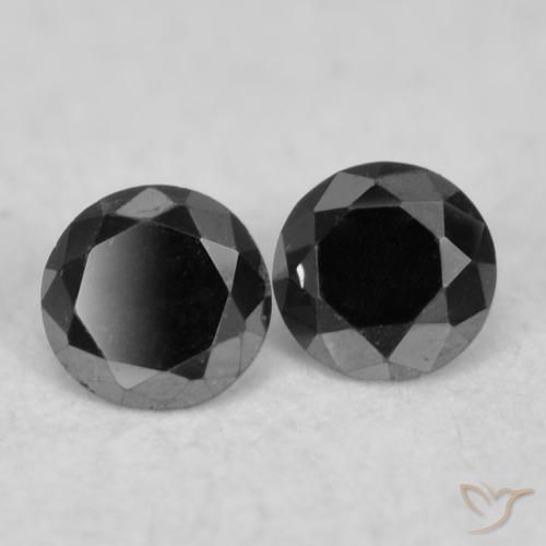 Gemas de Diamante Negro natural de 0.08 ct, Redondo, Opaco