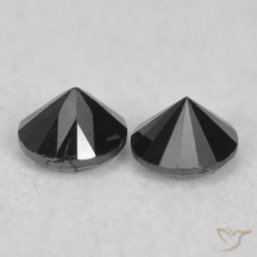 Gemas de Diamante Negro natural de 0.08 ct, Redondo, Opaco