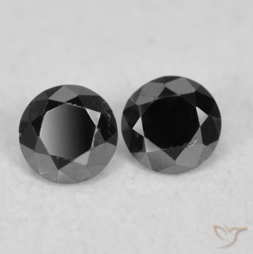 Gemas de Diamante Negro natural de 0.07 ct, Redondo, Opaco