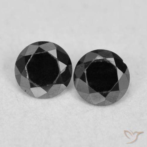 0.08ctw Natural Negro Diamante, Redondo, Opaco