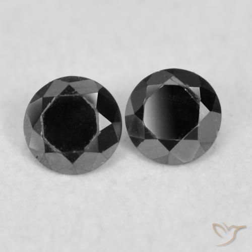 Gemas de Diamante Negro natural de 0.08 ct, Redondo, Opaco