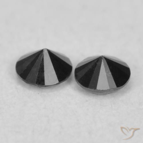 Gemas de Diamante Negro natural de 0.08 ct, Redondo, Opaco