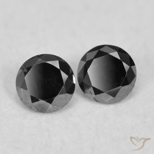 Gemas de Diamante Negro natural de 0.08 ct, Redondo, Opaco