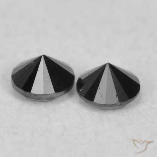 Gemas de Diamante Negro natural de 0.08 ct, Redondo, Opaco