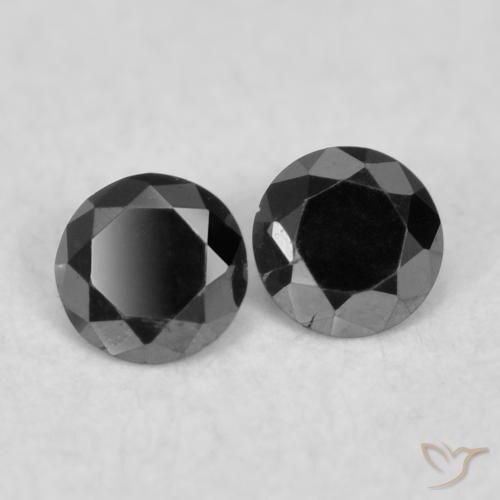 Gemas de Diamante Negro natural de 0.08 ct, Redondo, Opaco