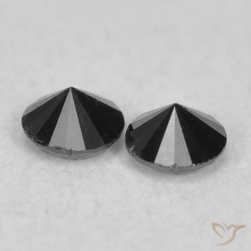 Gemas de Diamante Negro natural de 0.08 ct, Redondo, Opaco