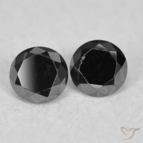 Gemas de Diamante Negro natural de 0.09 ct, Redondo, Opaco