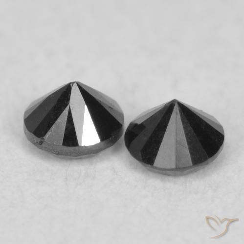 Gemas de Diamante Negro natural de 0.09 ct, Redondo, Opaco