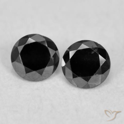 Gemas de Diamante Negro natural de 0.07 ct, Redondo, Opaco