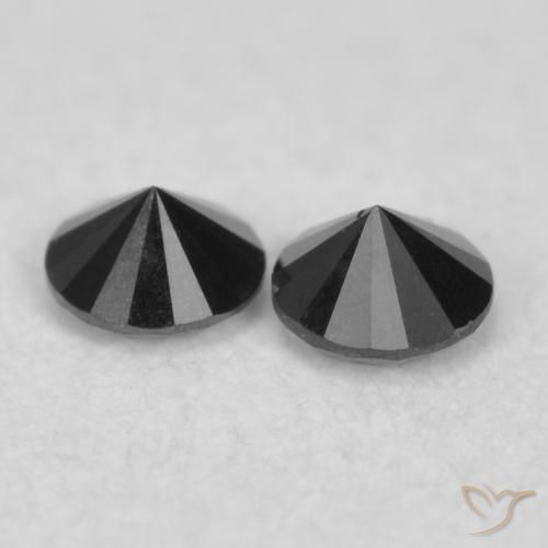 Gemas de Diamante Negro natural de 0.07 ct, Redondo, Opaco