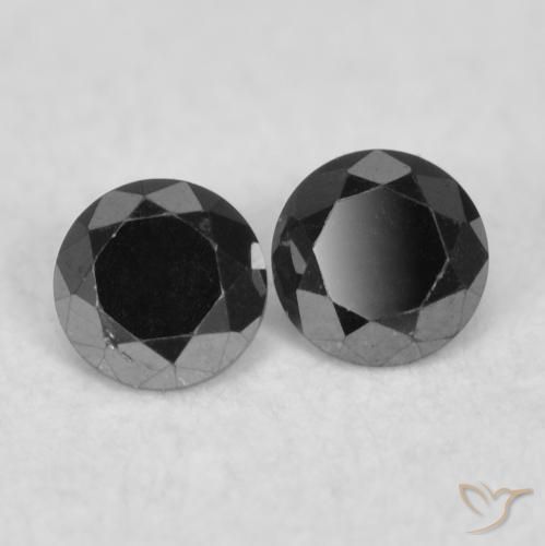 Gemas de Diamante Negro natural de 0.08 ct, Redondo, Opaco