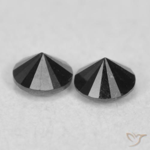 Gemas de Diamante Negro natural de 0.08 ct, Redondo, Opaco