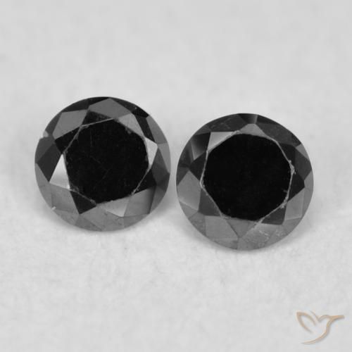 0.07ctw Natural Negro Diamante, Redondo, Opaco