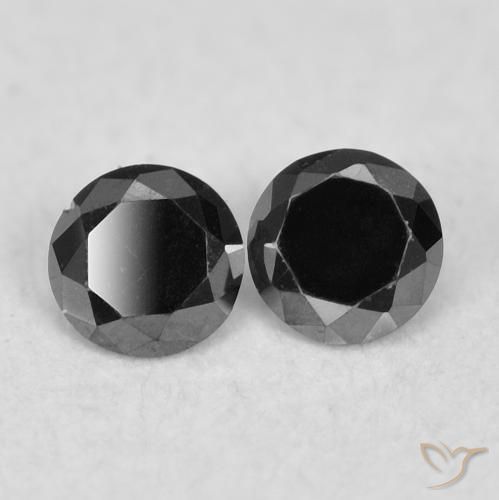 Gemas de Diamante Negro natural de 0.07 ct, Redondo, Opaco