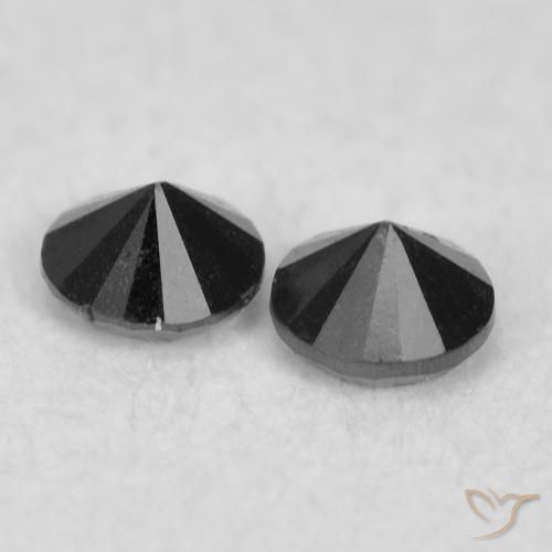 Gemas de Diamante Negro natural de 0.07 ct, Redondo, Opaco