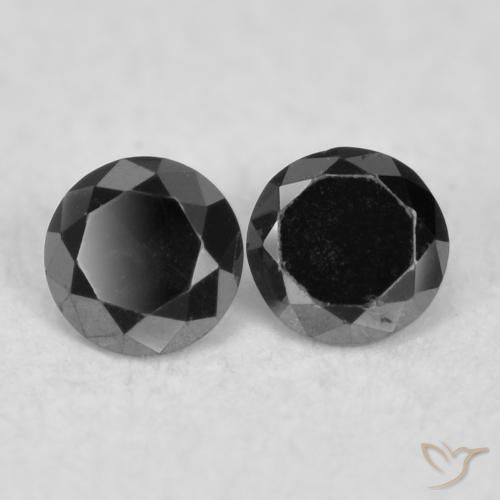 Gemas de Diamante Negro natural de 0.08 ct, Redondo, Opaco