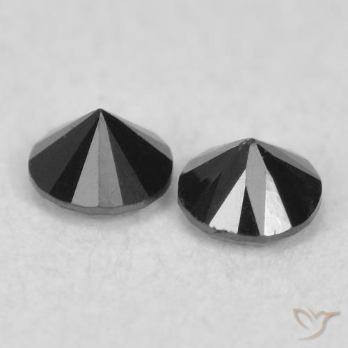 Gemas de Diamante Negro natural de 0.08 ct, Redondo, Opaco