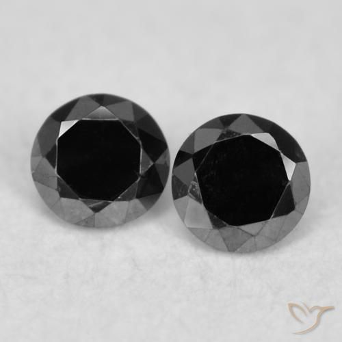 0.09ctw Natural Negro Diamante, Redondo, Opaco