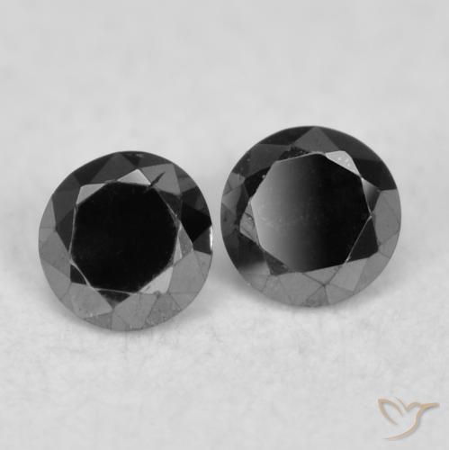 Gemas de Diamante Negro natural de 0.09 ct, Redondo, Opaco