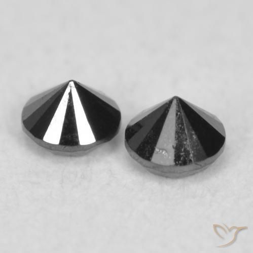 Gemas de Diamante Negro natural de 0.09 ct, Redondo, Opaco