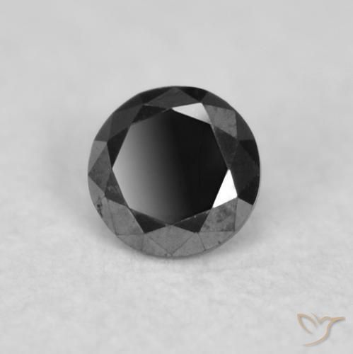Diamante Negro natural de 0.02 ct, Redondo, Opaco