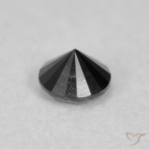 Diamante Negro natural de 0.02 ct, Redondo, Opaco