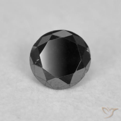 Diamante Negro natural de 0.02 ct, Redondo, Opaco